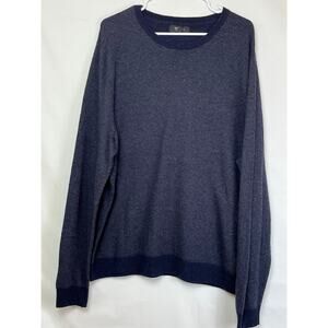 Nordstrom Men's Size 2X Navy Blue Wool Blend Lightweight Long Sleeve Sweater